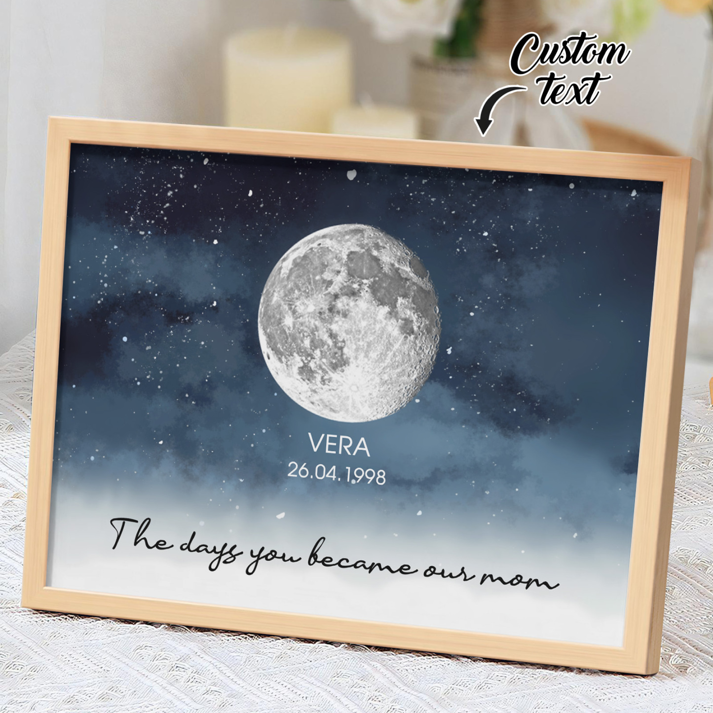 Personalized Starry Night The Day You Became Mom Custom Birth Moon Phase With Kids Names Ideal Gifts for Mother's Day Gifts