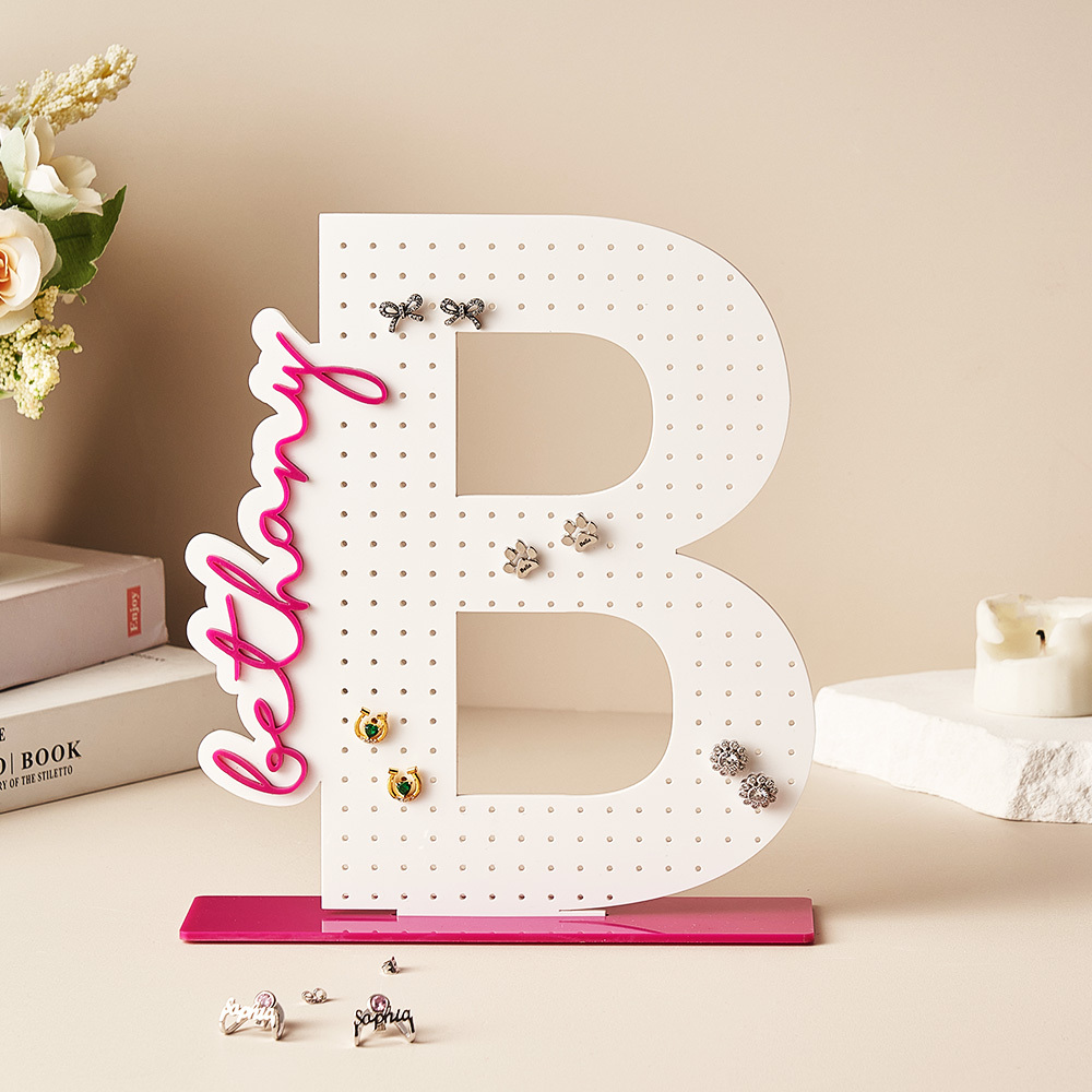Personalized Acrylic Earring Holder - Birthday Gift for Her, Custom Earring Display, Jewelry Organizer, Teenage Girl Gifts, Gifts for Mom
