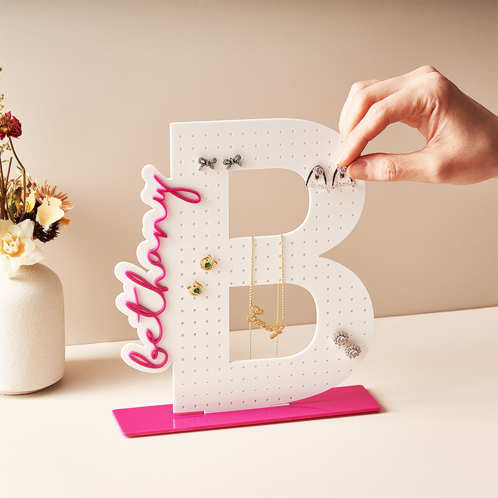 Personalized Acrylic Earring Holder - Birthday Gift for Her, Custom Earring Display, Jewelry Organizer, Teenage Girl Gifts, Gifts for Mom