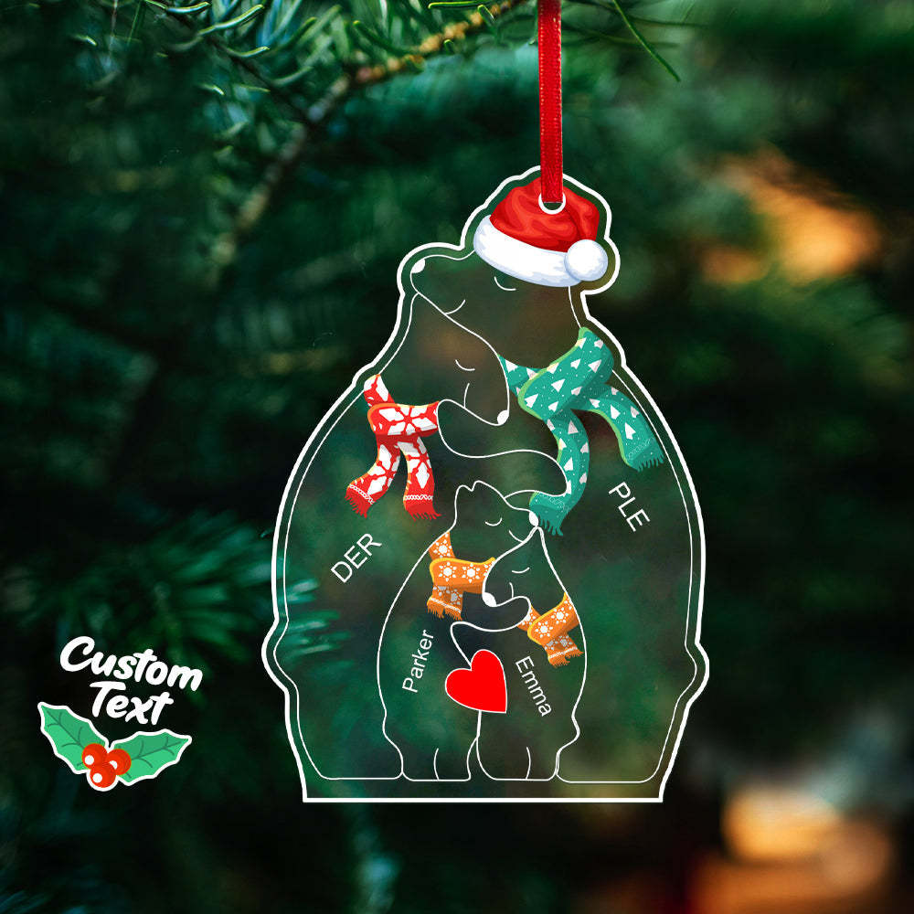 Personalized Names Christmas Bear Family Acrylic Ornament Custom Christmas Keepsake Ornament Christmas Gift Decor - NameNecklace