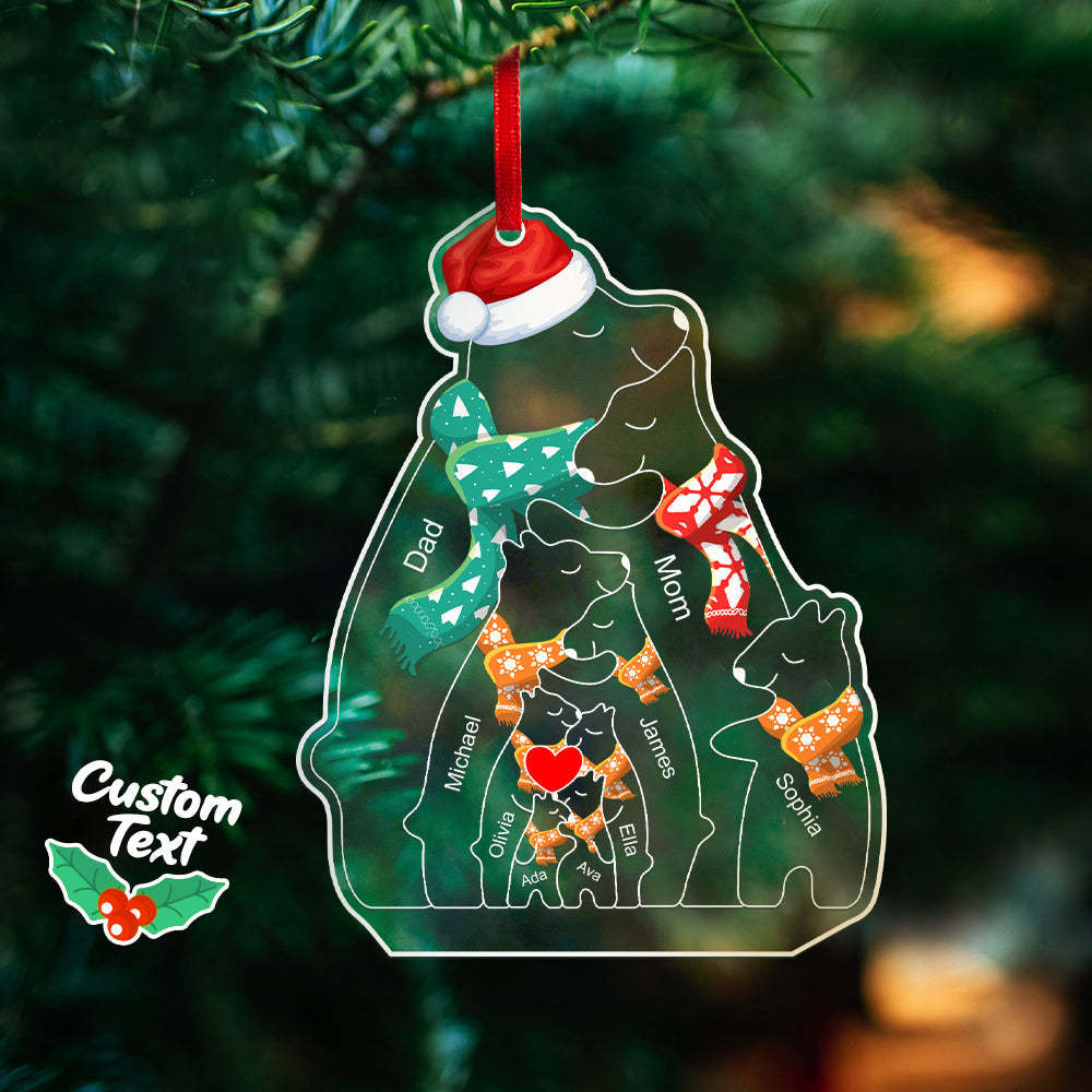 Personalized Names Christmas Bear Family Acrylic Ornament Custom Christmas Keepsake Ornament Christmas Gift Decor - NameNecklace