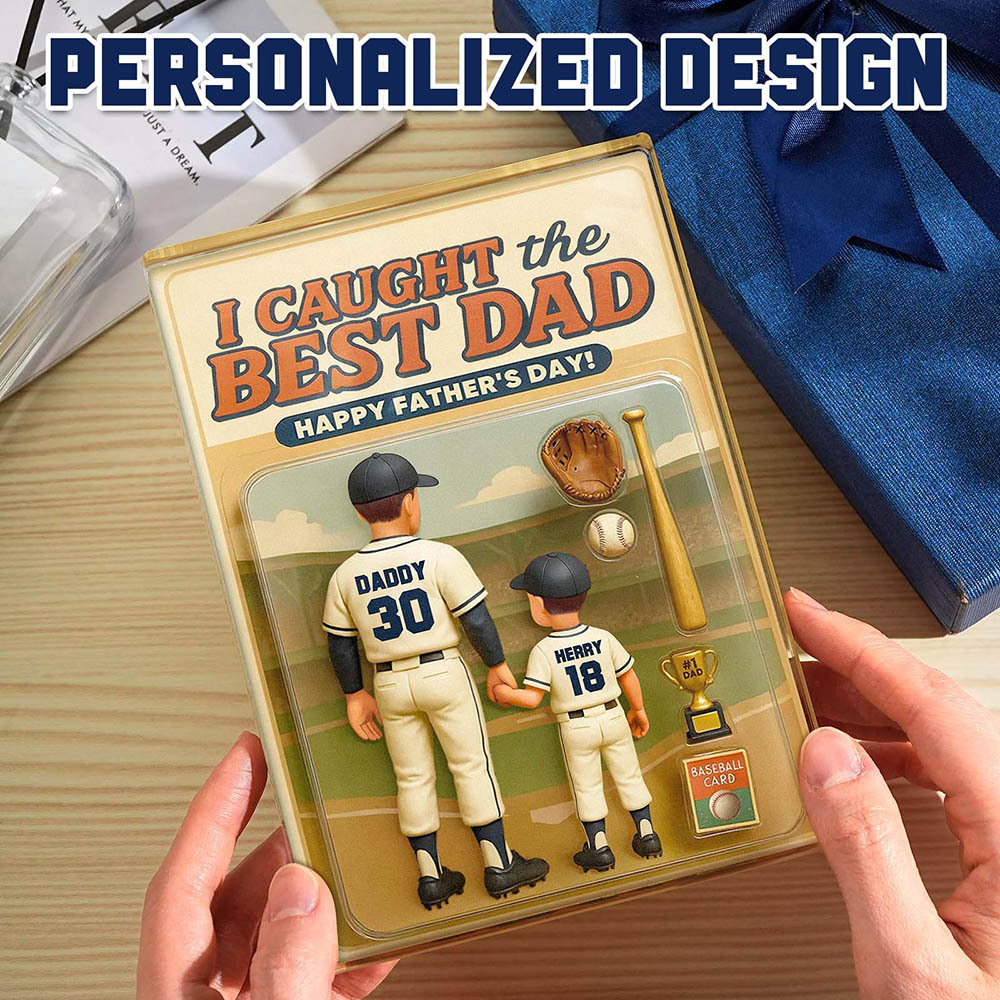 We Caught the Best Dad Baseball Custom Figure Personalized Acrylic Block Plaque, Personalized Father's Day Gift for Dad, Gifts for Husband