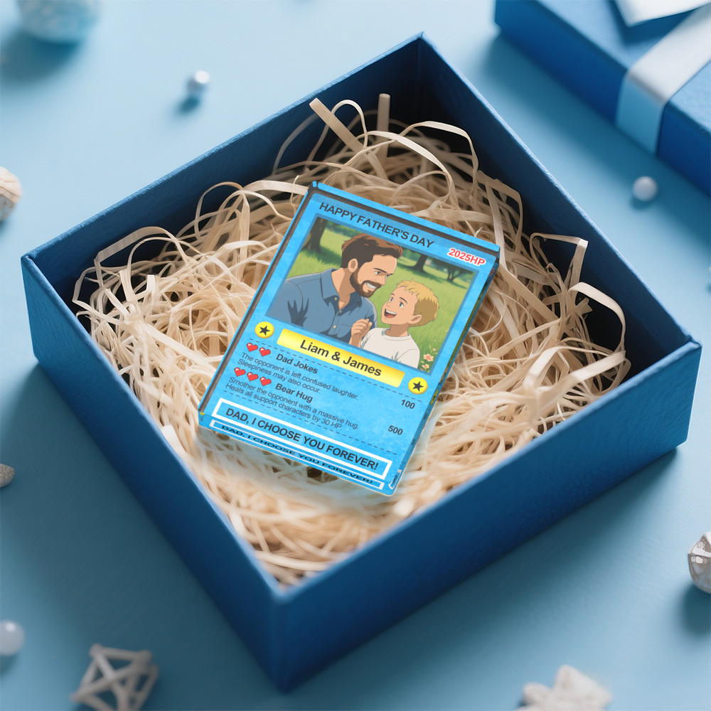 Custom Poke Card Plaque Personalized Anime Acrylic Block for Dad Father's Day Gift Custom Trading Card Style Photo Plaque