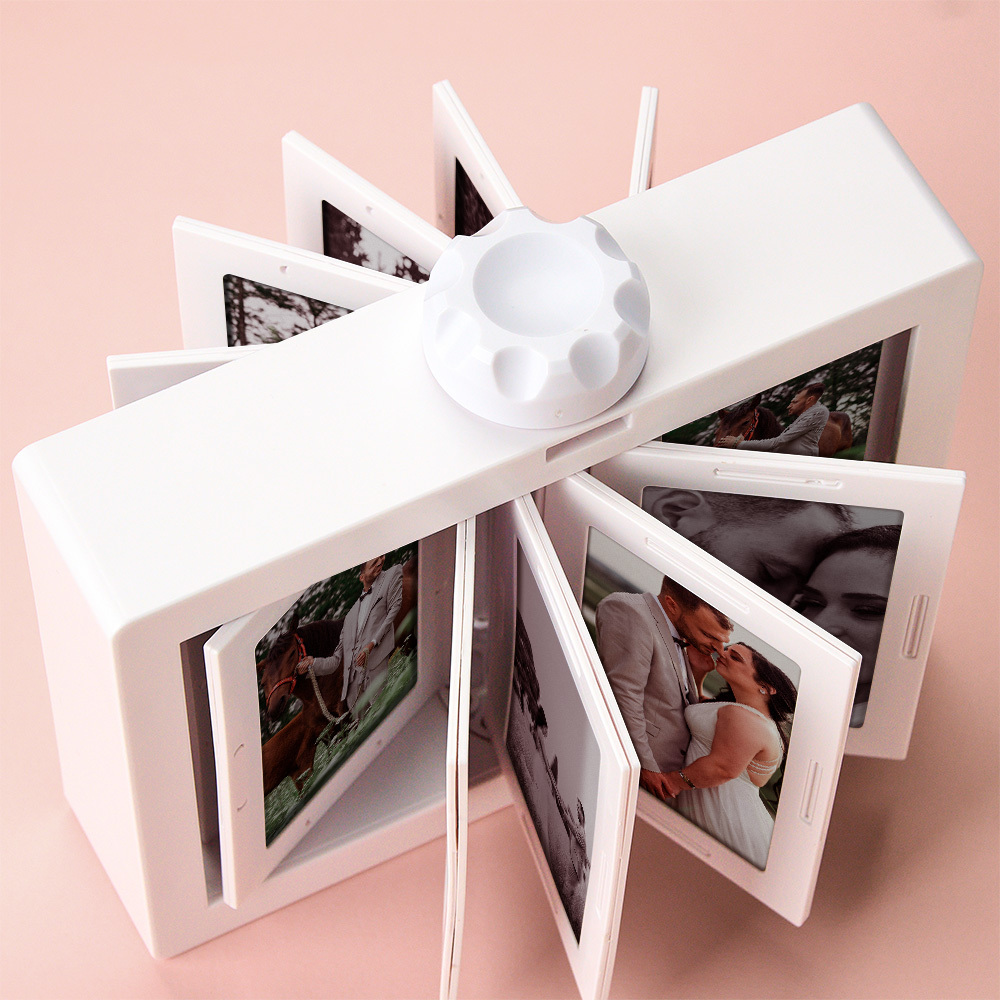 Personalized Rotating Photo Frame Carousel Custom Photo Desktop Photo Reel Flip & Spin Photo Box 2025 Christmas Gifts