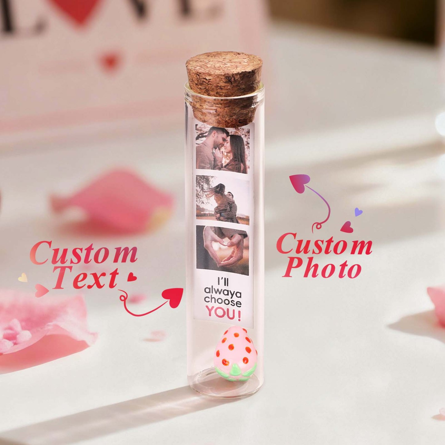 Custom Message in a Bottle Personalized Photo Keepsake in a Bottle Anniversary Gift for Him