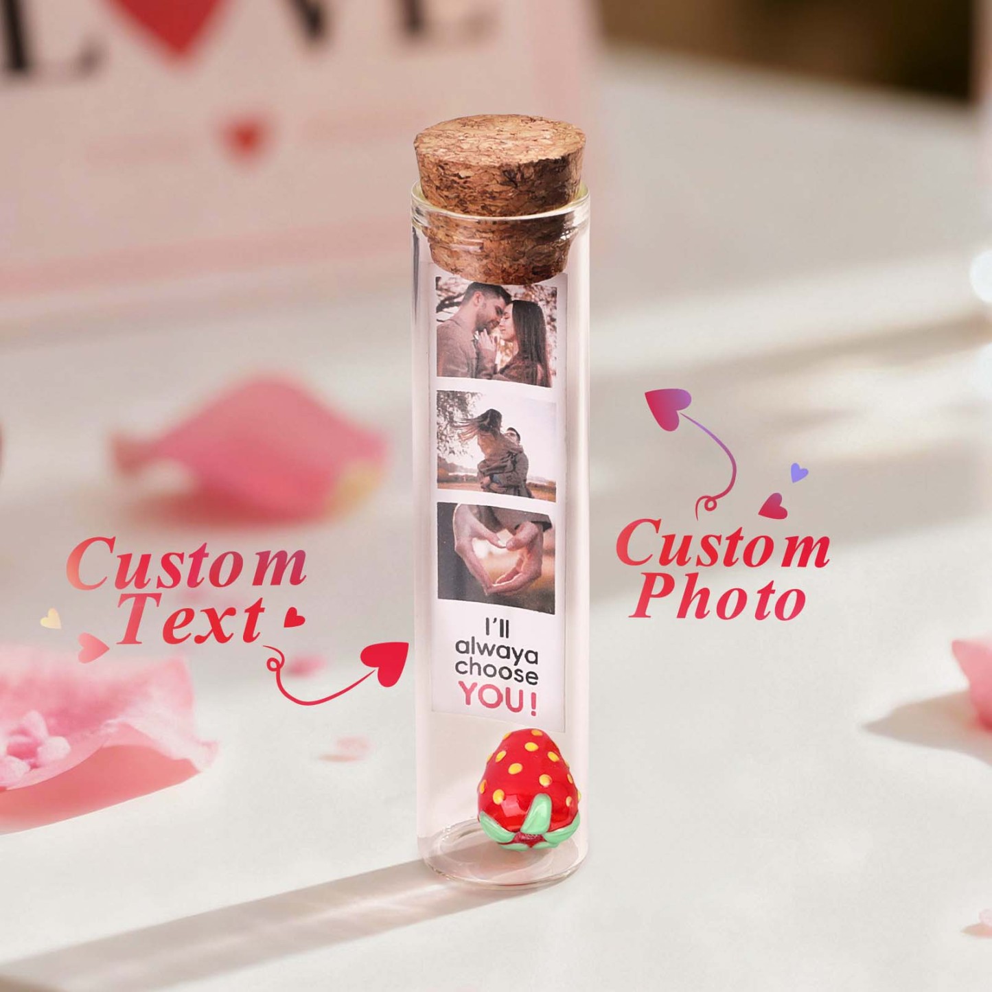 Custom Message in a Bottle Personalized Photo Keepsake in a Bottle Anniversary Gift for Him