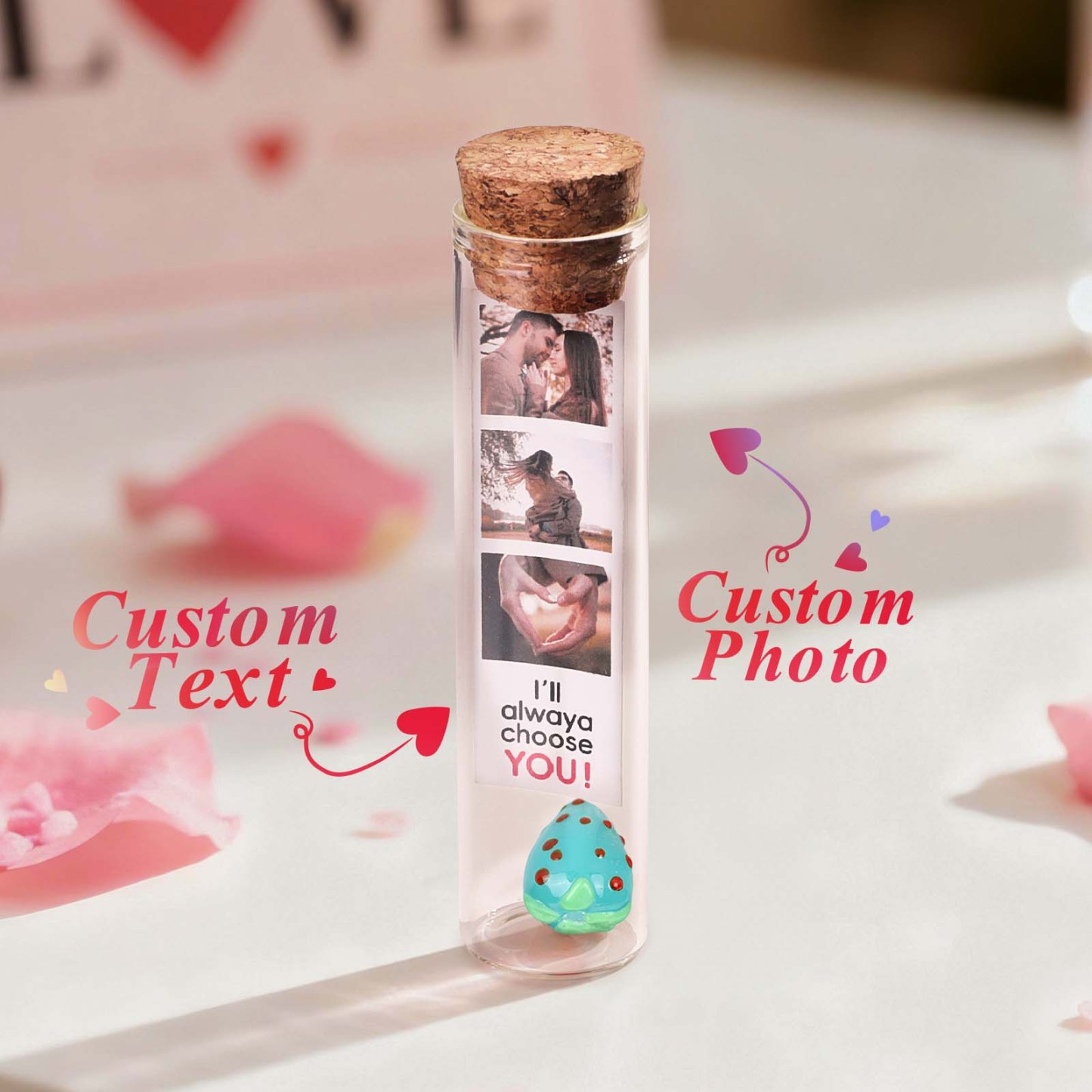 Custom Message in a Bottle Personalized Photo Keepsake in a Bottle Anniversary Gift for Him