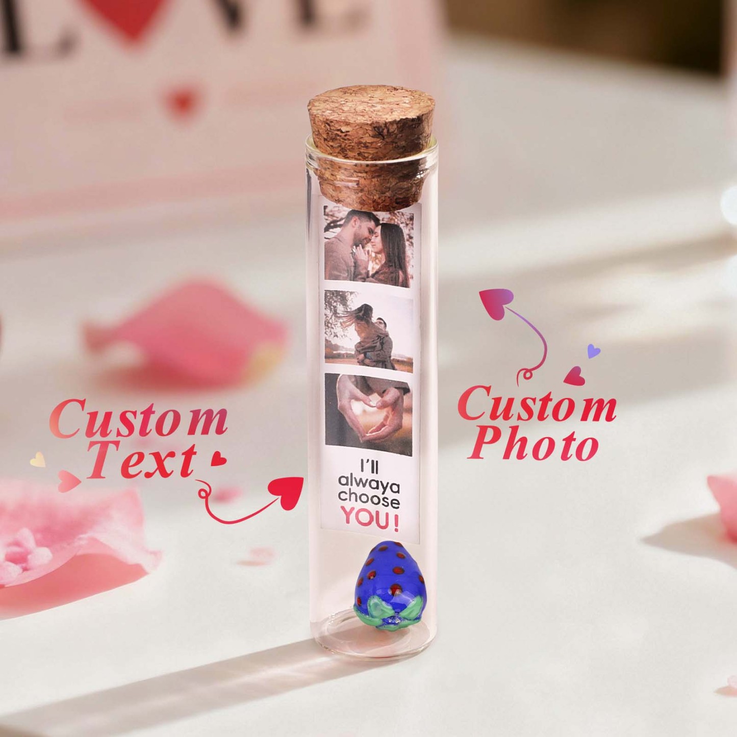 Custom Message in a Bottle Personalized Photo Keepsake in a Bottle Anniversary Gift for Him