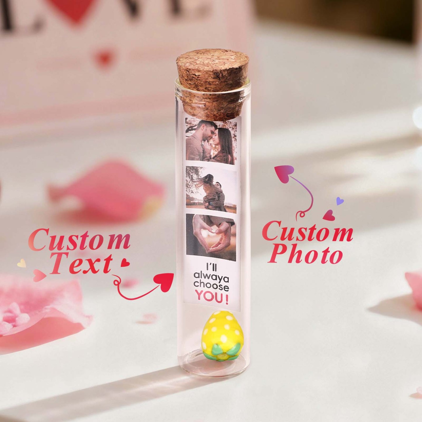 Custom Message in a Bottle Personalized Photo Keepsake in a Bottle Anniversary Gift for Him