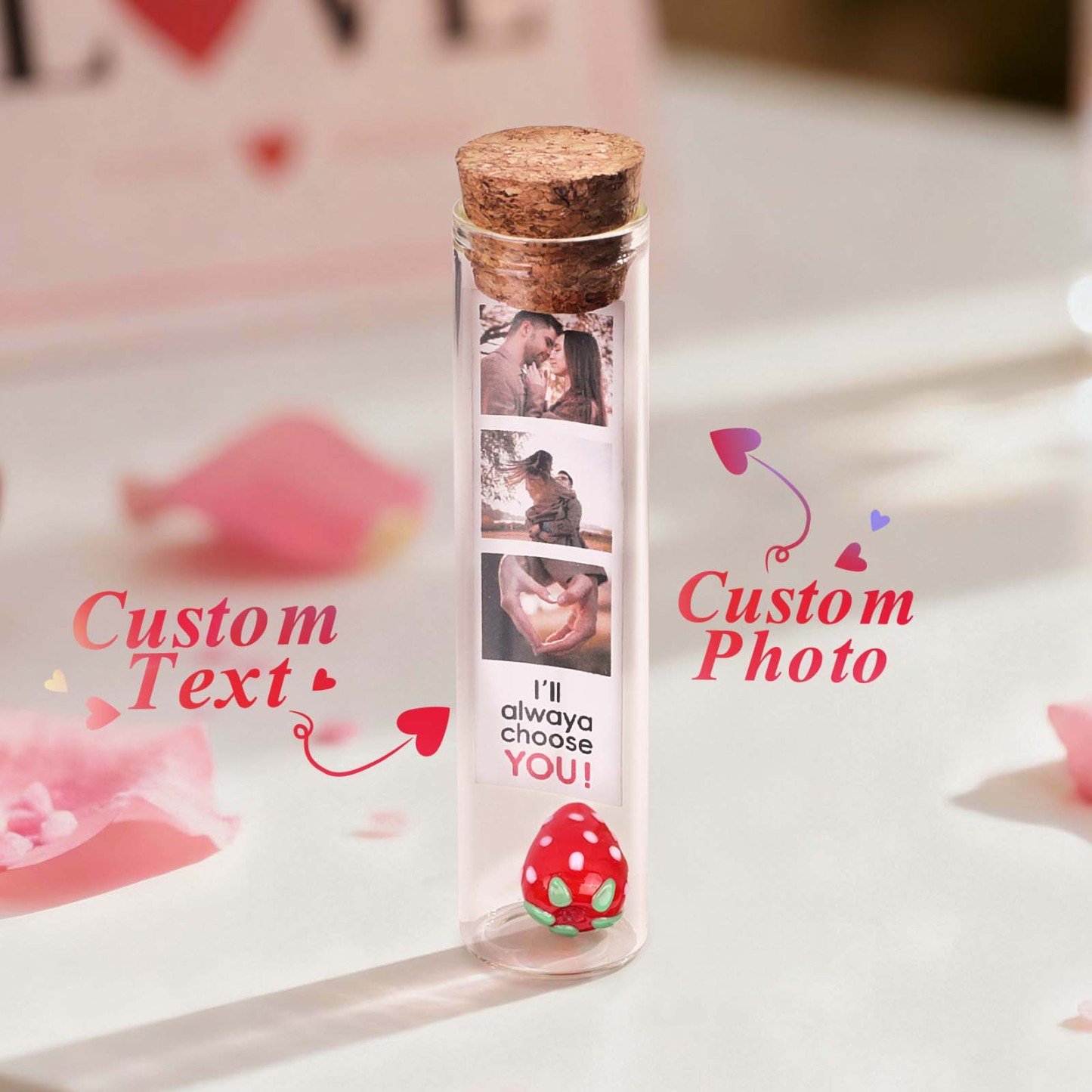 Custom Message in a Bottle Personalized Photo Keepsake in a Bottle Anniversary Gift for Him