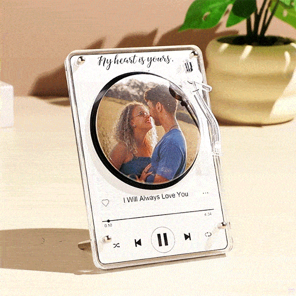 Customizable Spinning Record Player Photo Plaque Personalized Music Plaque with Rotating Photo Magnetic Photo & Music Plaque with Speaker