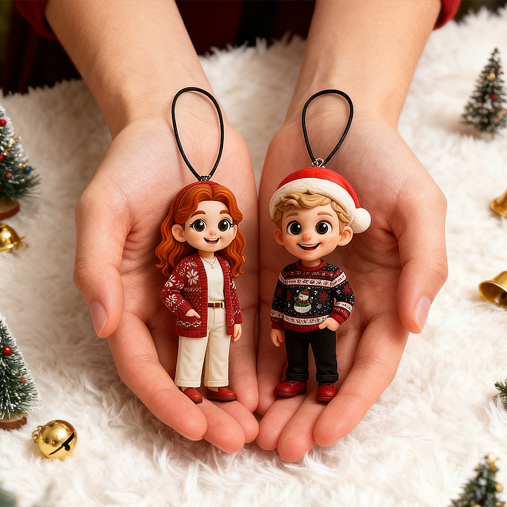 Valentine's Day gift Custom 3D Photo Car Pendant Personalized Mini Character Ornament Handcrafted Car Decoration Gift for Couples Friends Family and Loved Ones - namenecklace