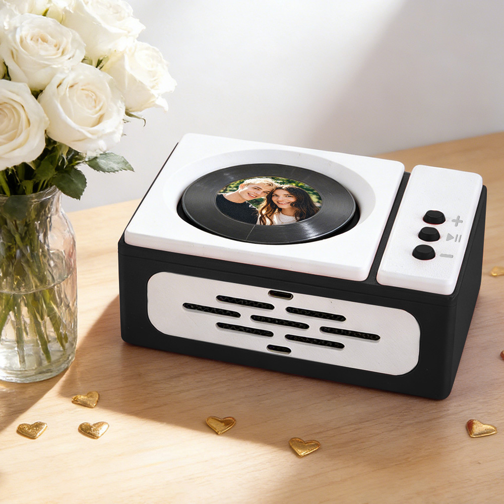 Personalized Mini Record Player with Custom Photo & Song - Unique Music Christmas Gift - namenecklace