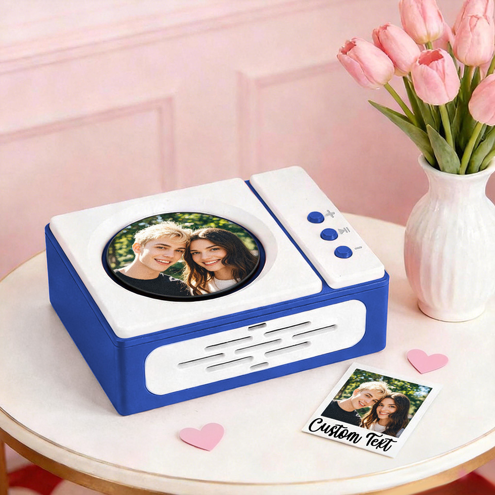 Personalized Mini Record Player with Custom Photo & Song - Unique Music Christmas Gift - namenecklace
