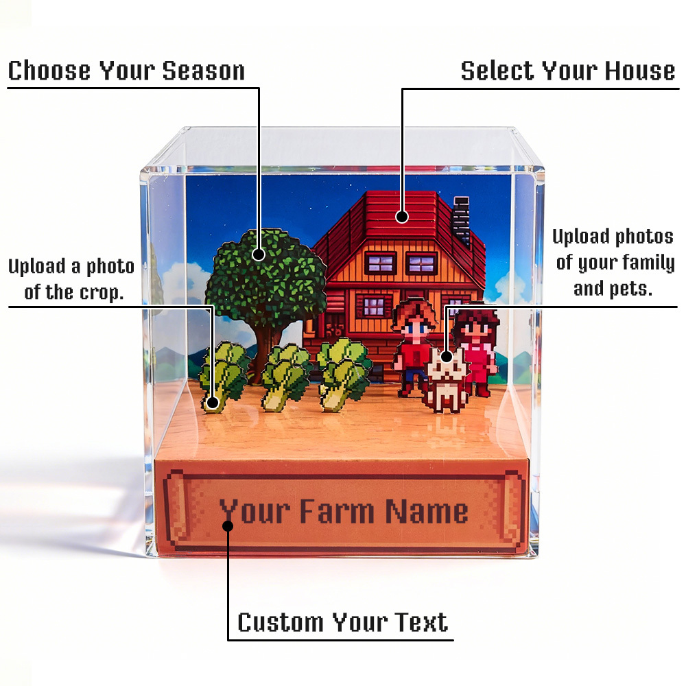 Custom SDV 3D Diorama Cube Personalized The Valley Pixel Scene Cube Gamer Gift & Home Decor