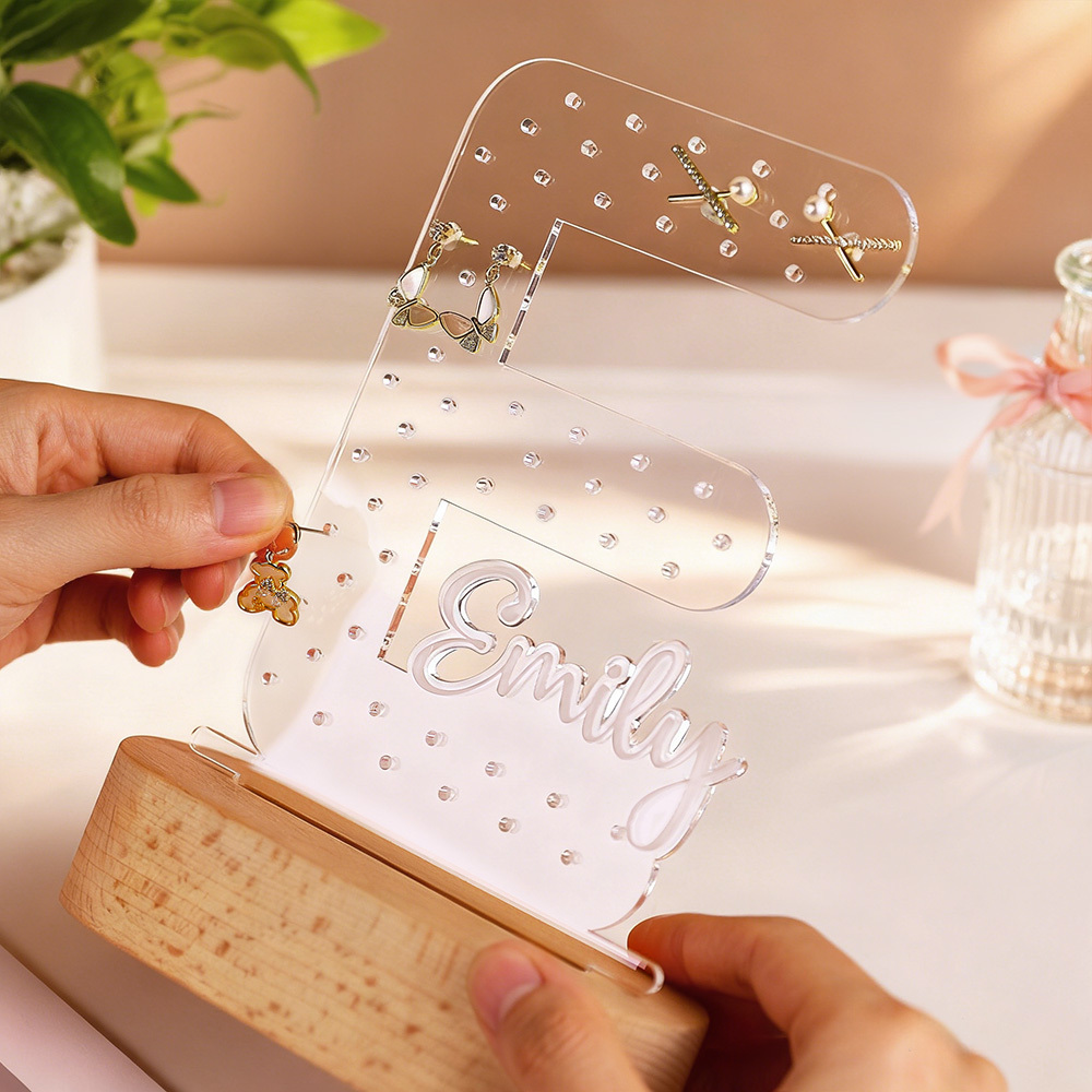 Personalized Earring Holder - Birthday Gift for Her, Custom Earring Display, Acrylic Jewelry Organizer, Teenage Girl Gifts, Gifts for Mom