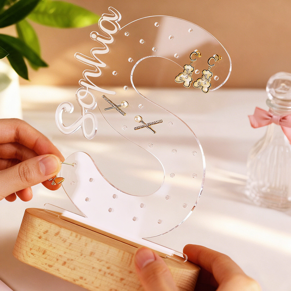 Personalized Earring Holder - Birthday Gift for Her, Custom Earring Display, Acrylic Jewelry Organizer, Teenage Girl Gifts, Gifts for Mom