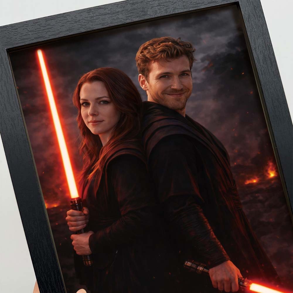 Custom Lightsaber Galactic Hero Couple Portrait Frame Gift Valentine's Day Gifts for Couple - namenecklace