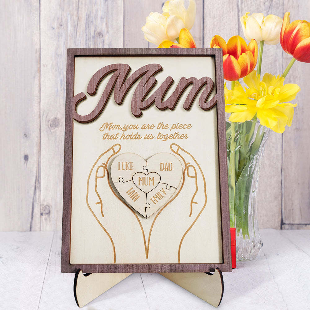 You Are the Piece That Holds Us Together Personalized Mum Puzzle Plaque Mum Puzzle Sign Mother's Day Gift - NameNecklace