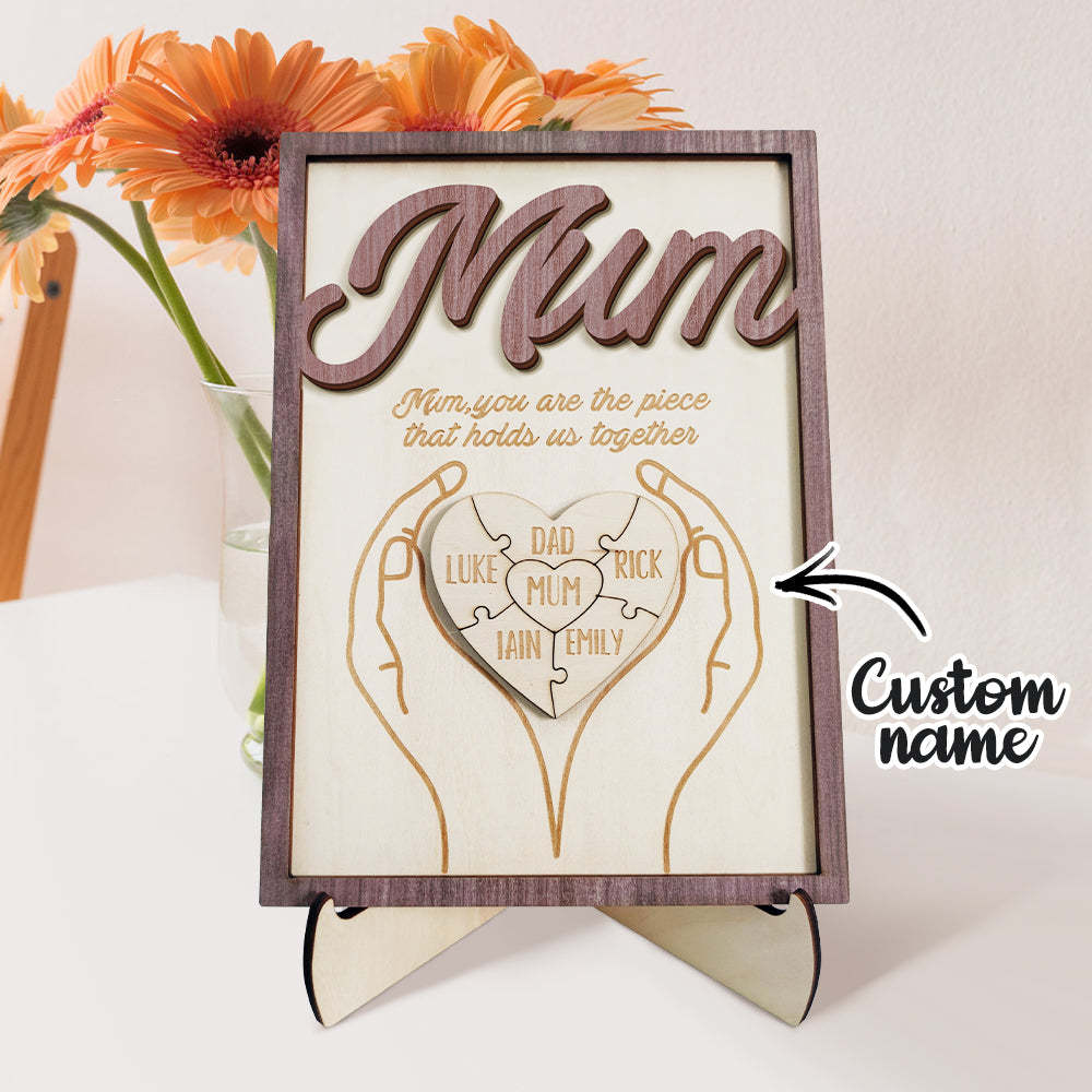 You Are the Piece That Holds Us Together Personalized Mum Puzzle Plaque Mum Puzzle Sign Mother's Day Gift - NameNecklace