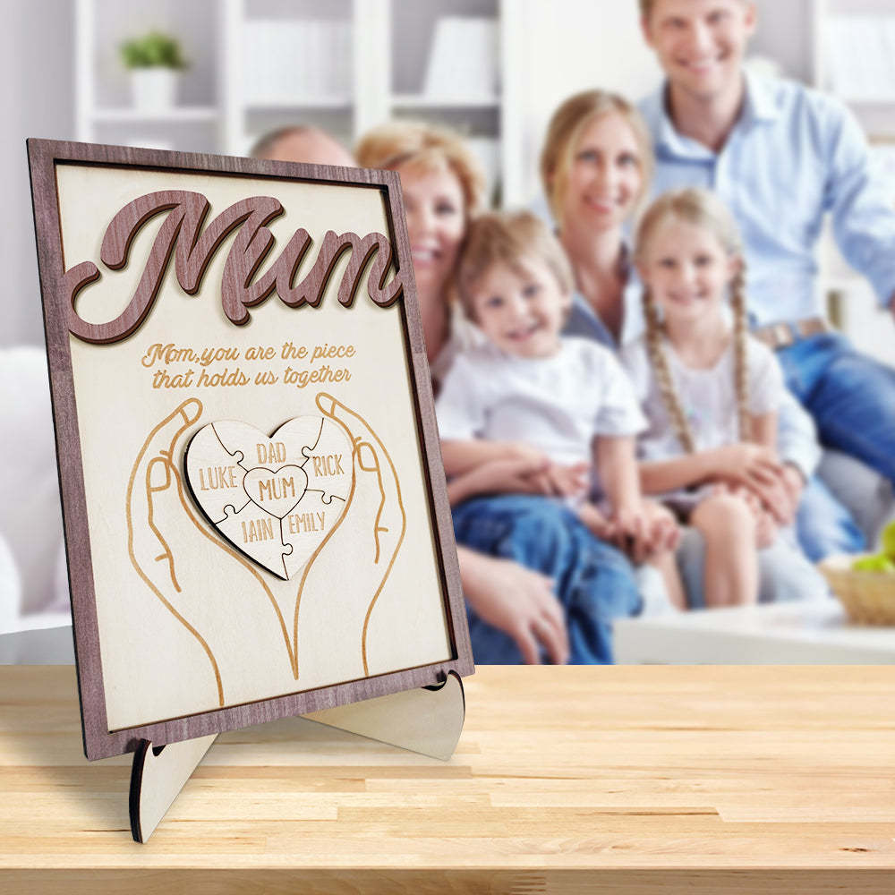 You Are the Piece That Holds Us Together Personalized Mum Puzzle Plaque Mum Puzzle Sign Mother's Day Gift - NameNecklace