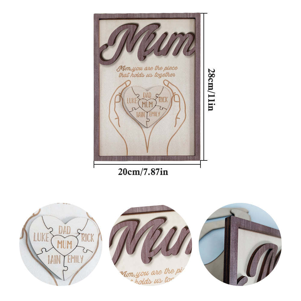 You Are the Piece That Holds Us Together Personalized Mum Puzzle Plaque Mum Puzzle Sign Mother's Day Gift - NameNecklace