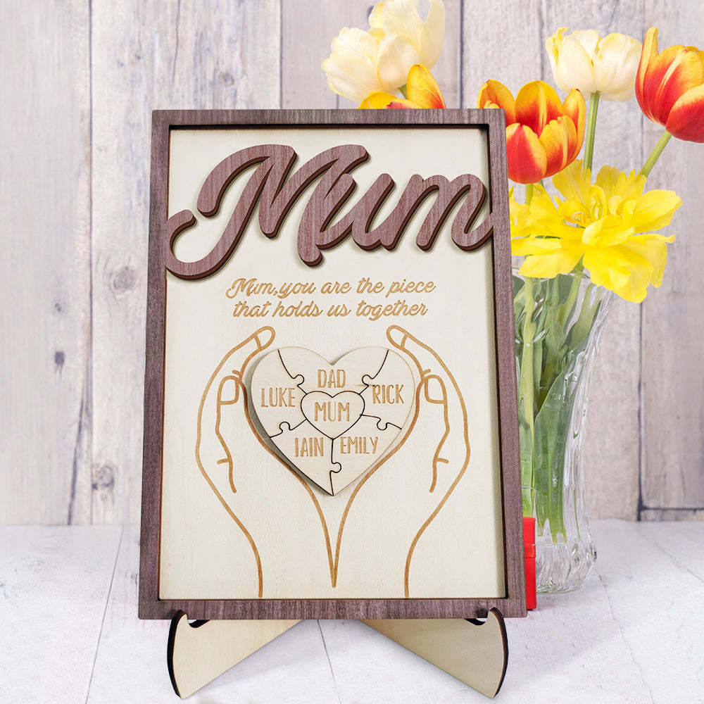 You Are the Piece That Holds Us Together Personalized Mum Puzzle Plaque Mum Puzzle Sign Mother's Day Gift - NameNecklace