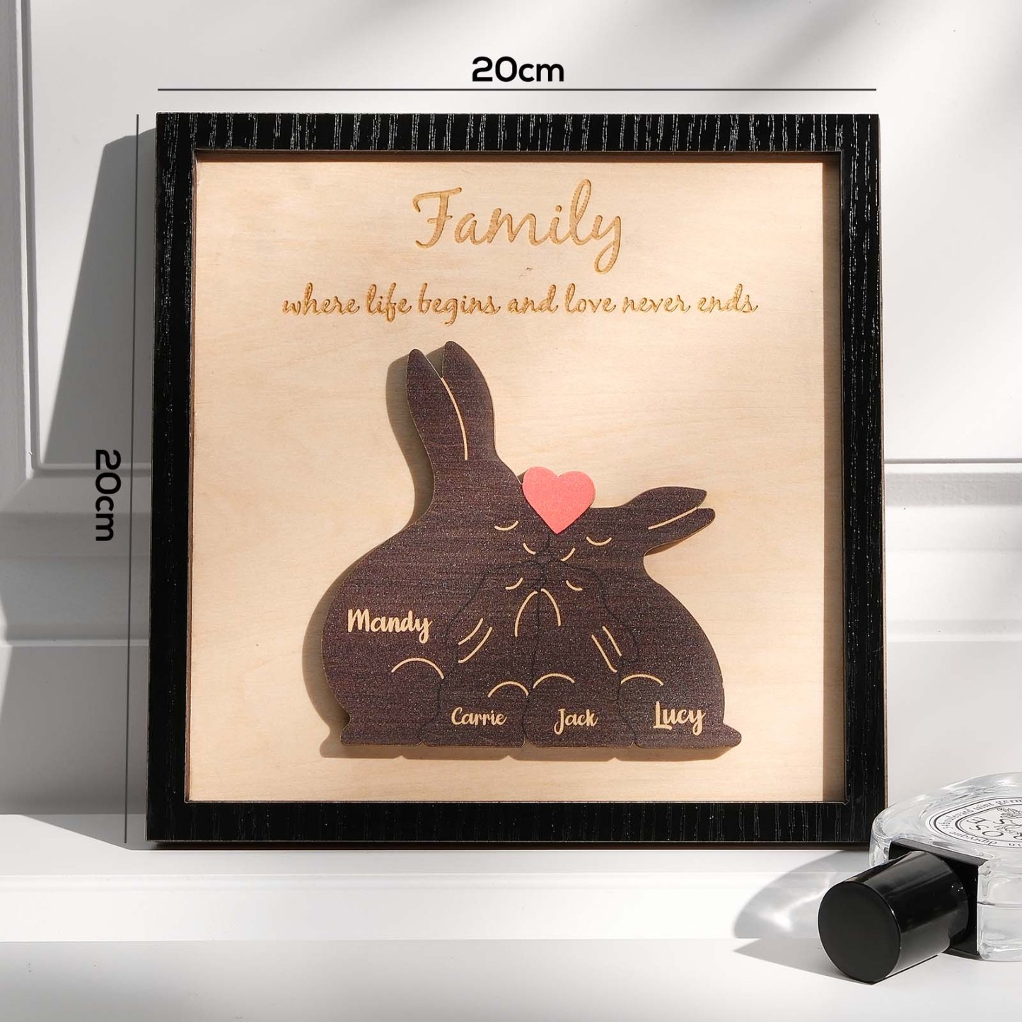 Custom Name Rabbit Family Puzzle Wooden Frame Personalized Wooden Home Decorations Motther's Day Gift - NameNecklace