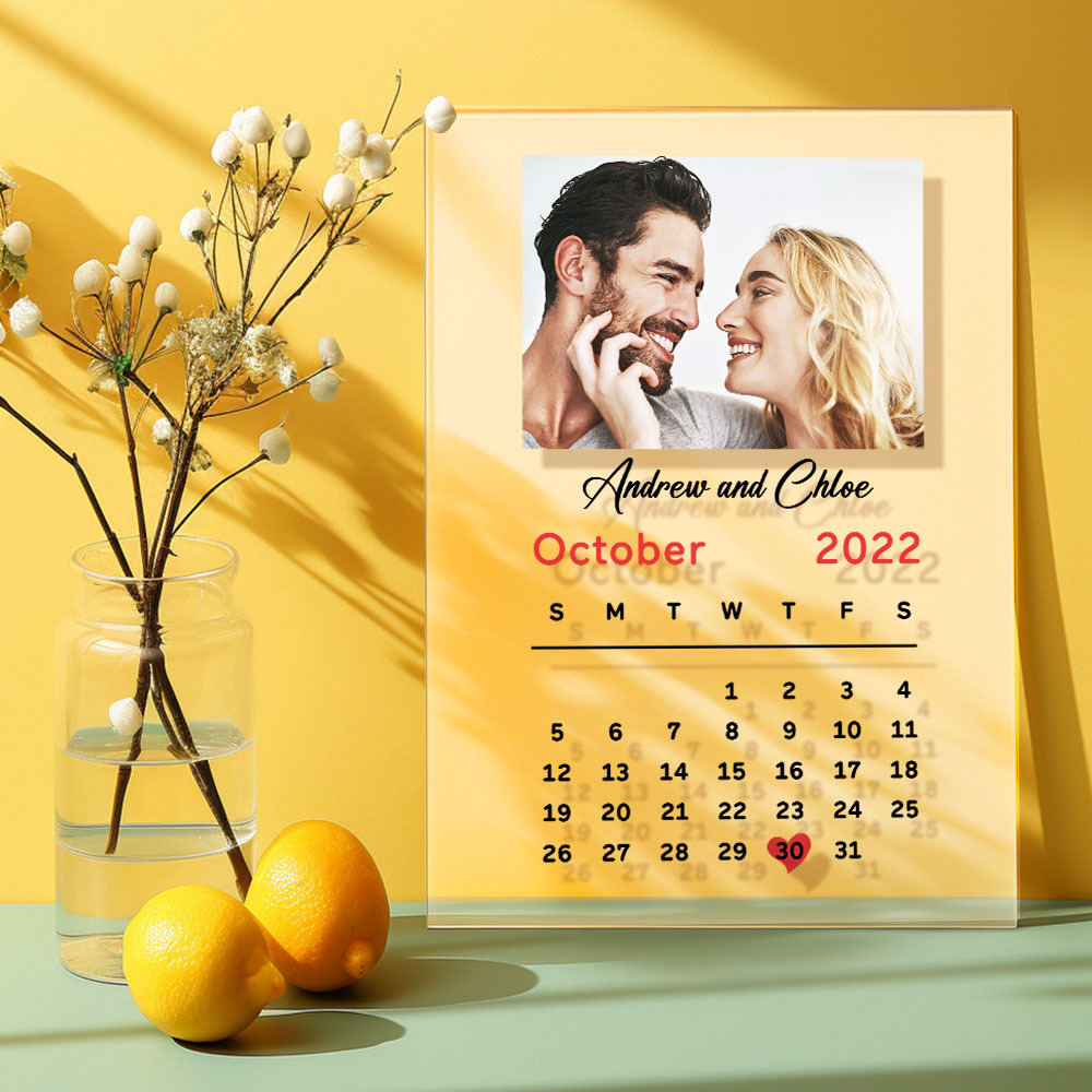 Custom Photo Anniversary Calendar Acrylic Plaque Home Decor Gift For Couples