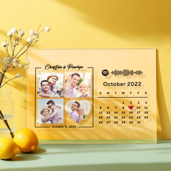 Custom Photos Anniversary Calendar Acrylic Plaque Spotify Home Decor Gift For Couples