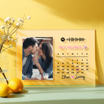 Custom Photo Calendar Plaque Acrylic Spotify Song Decor Anniversary Gift For Couples