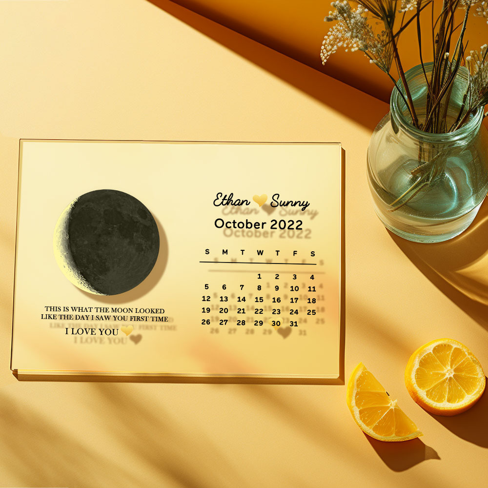Custom Moon Phase Calendar Plaque Home Decor Anniversary Gift For Couples