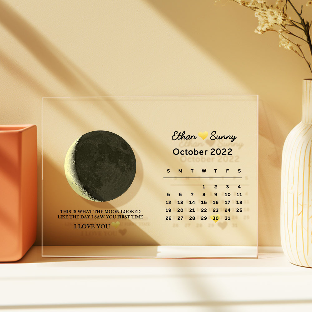 Custom Moon Phase Calendar Plaque Home Decor Anniversary Gift For Couples
