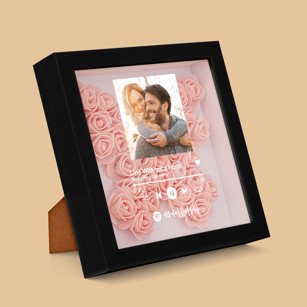 Custom Scannable Spotify Code Photo Music Flower Shadow Box Personalized Flower Shadowbox Frame Gift - NameNecklace