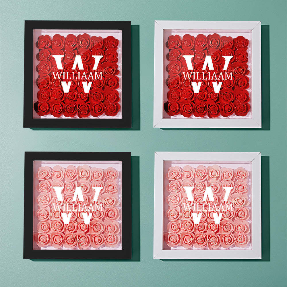 Custom Name Flower Shadow Box Personalized Creative Flower Shadowbox Frame Gift - NameNecklace