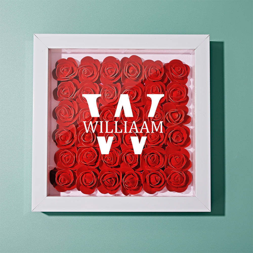 Custom Name Flower Shadow Box Personalized Creative Flower Shadowbox Frame Gift - NameNecklace
