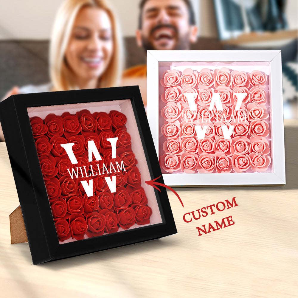 Custom Name Flower Shadow Box Personalized Creative Flower Shadowbox Frame Gift - NameNecklace