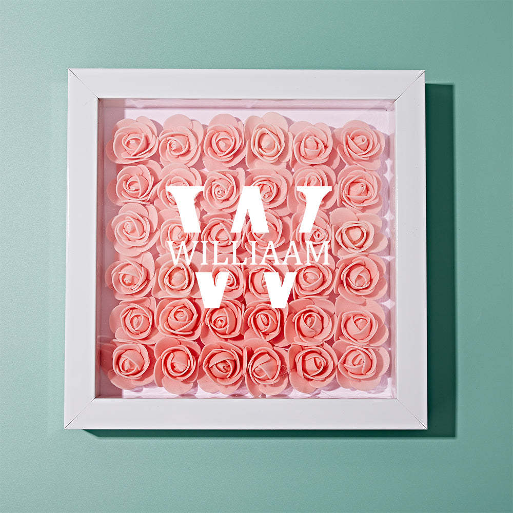 Custom Name Flower Shadow Box Personalized Creative Flower Shadowbox Frame Gift - NameNecklace