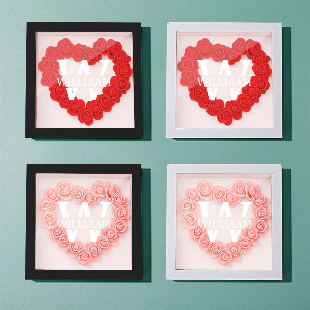 Custom Name Flower Shadow Box Personalized Creative Flower Shadowbox Frame Gift - NameNecklace