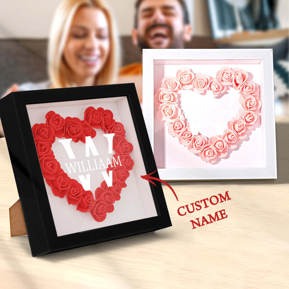 Custom Name Flower Shadow Box Personalized Creative Flower Shadowbox Frame Gift - NameNecklace