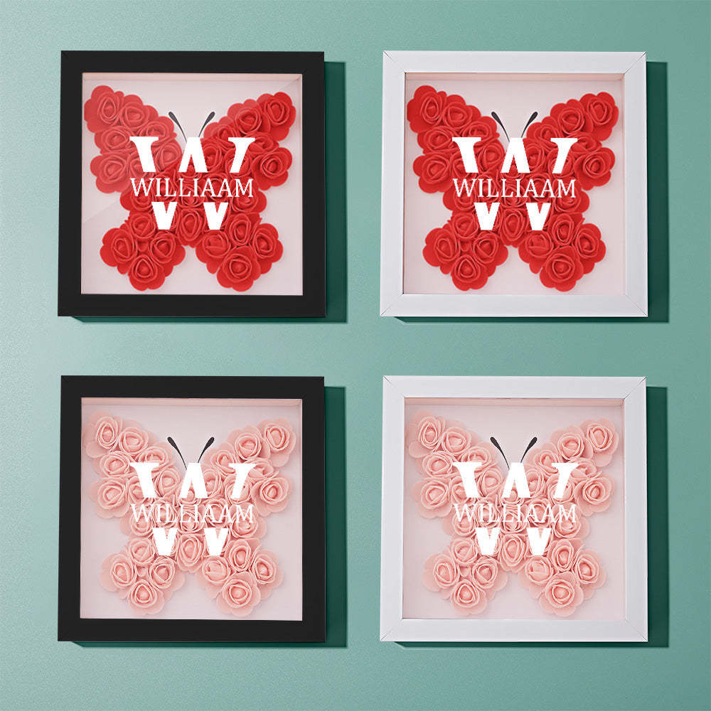 Custom Name Flower Shadow Box Personalized Creative Flower Shadowbox Frame Gift - NameNecklace
