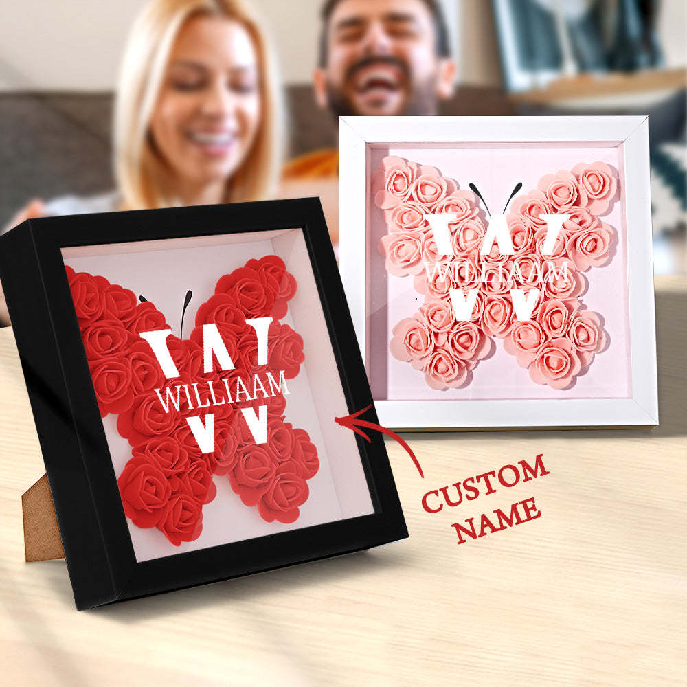 Custom Name Flower Shadow Box Personalized Creative Flower Shadowbox Frame Gift - NameNecklace