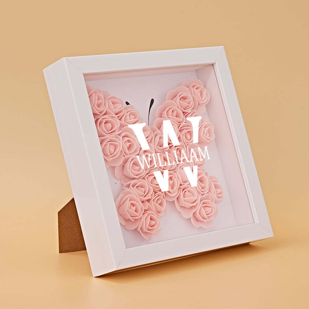 Custom Name Flower Shadow Box Personalized Creative Flower Shadowbox Frame Gift - NameNecklace