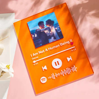 Scannable Custom Spotify Plaques Acrylic Orange Plaques Music Gifts - NameNecklace