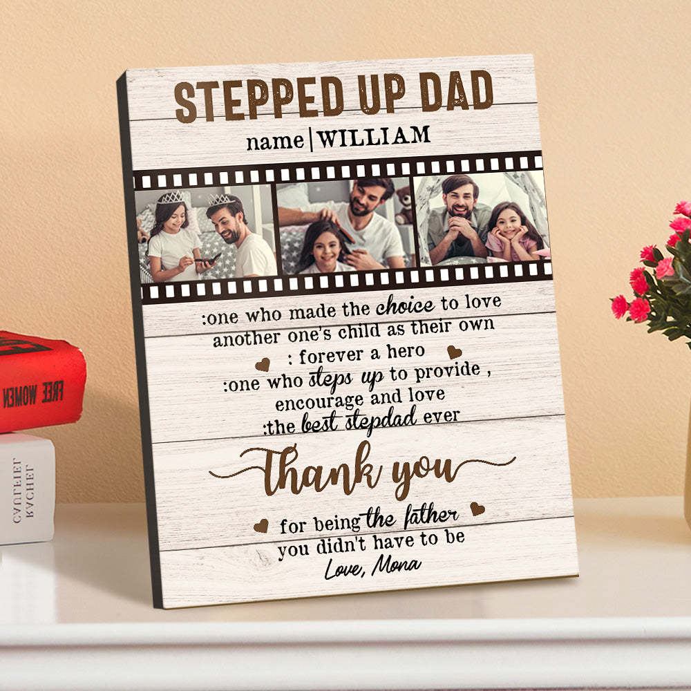 Personalized Desktop Picture Frame Custom Stepped Up Dad Film Sign Father's Day Gift - NameNecklace
