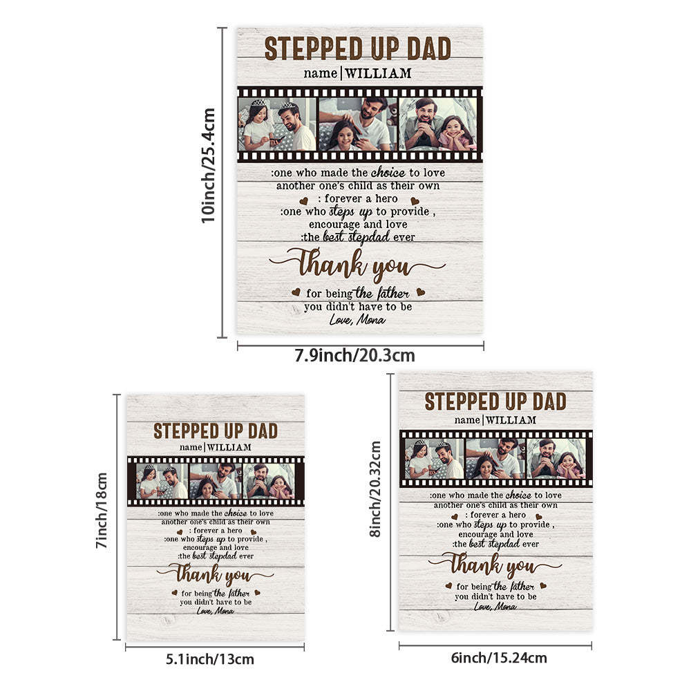 Personalized Desktop Picture Frame Custom Stepped Up Dad Film Sign Father's Day Gift - NameNecklace