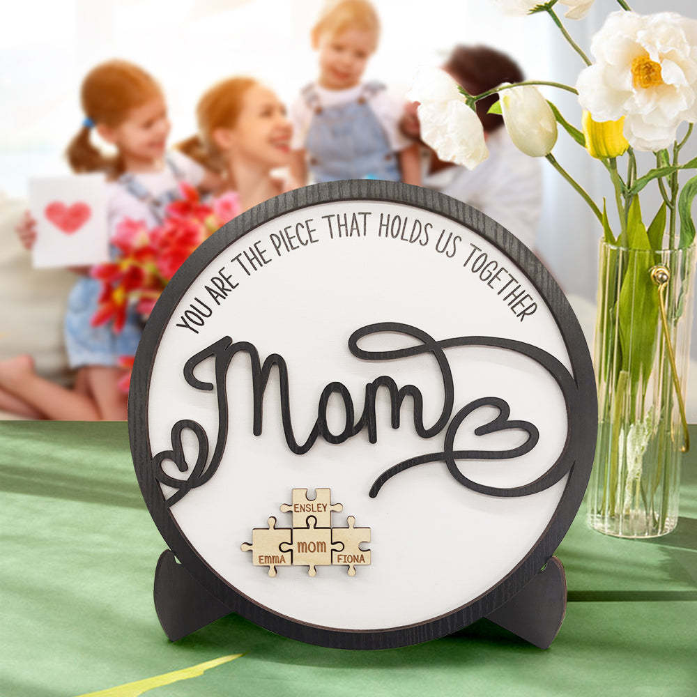 Personalized Mom Round Puzzle Plaque You Are the Piece That Holds Us Together Mother's Day Gift - NameNecklace