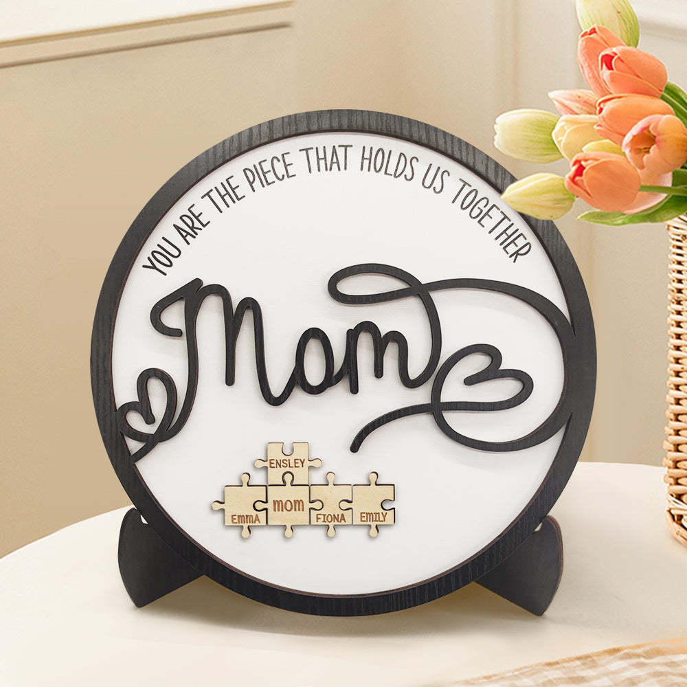 Personalized Mom Round Puzzle Plaque You Are the Piece That Holds Us Together Mother's Day Gift - NameNecklace