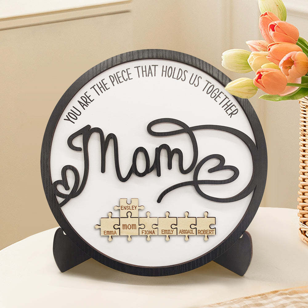Personalized Mom Round Puzzle Plaque You Are the Piece That Holds Us Together Mother's Day Gift - NameNecklace