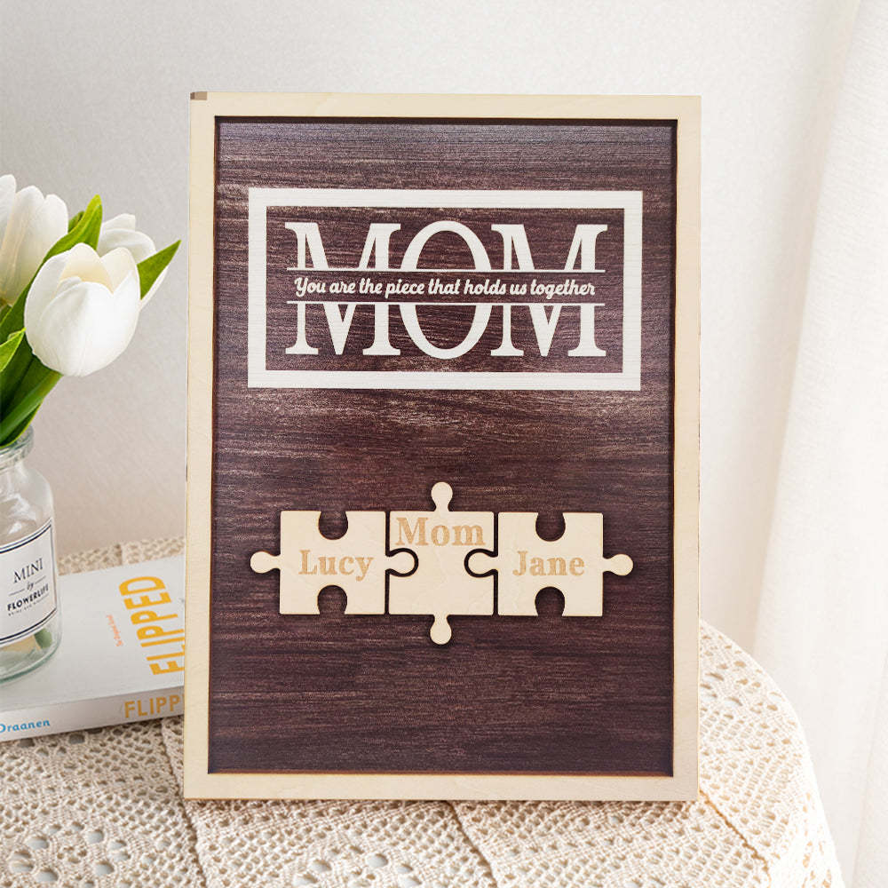 Personalized Mom Puzzle Plaque You Are the Piece That Holds Us Together Gifts for Mom - NameNecklace